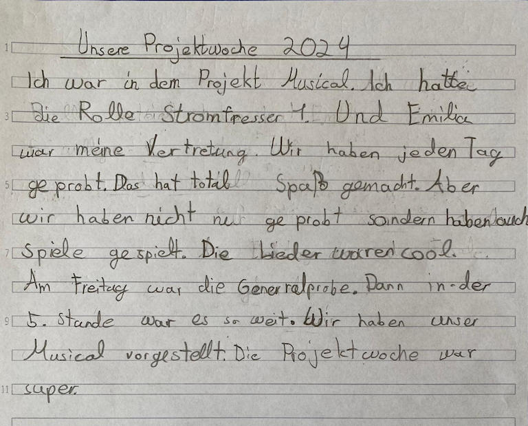 Tagebucheinträge: Projektwoche – Musical