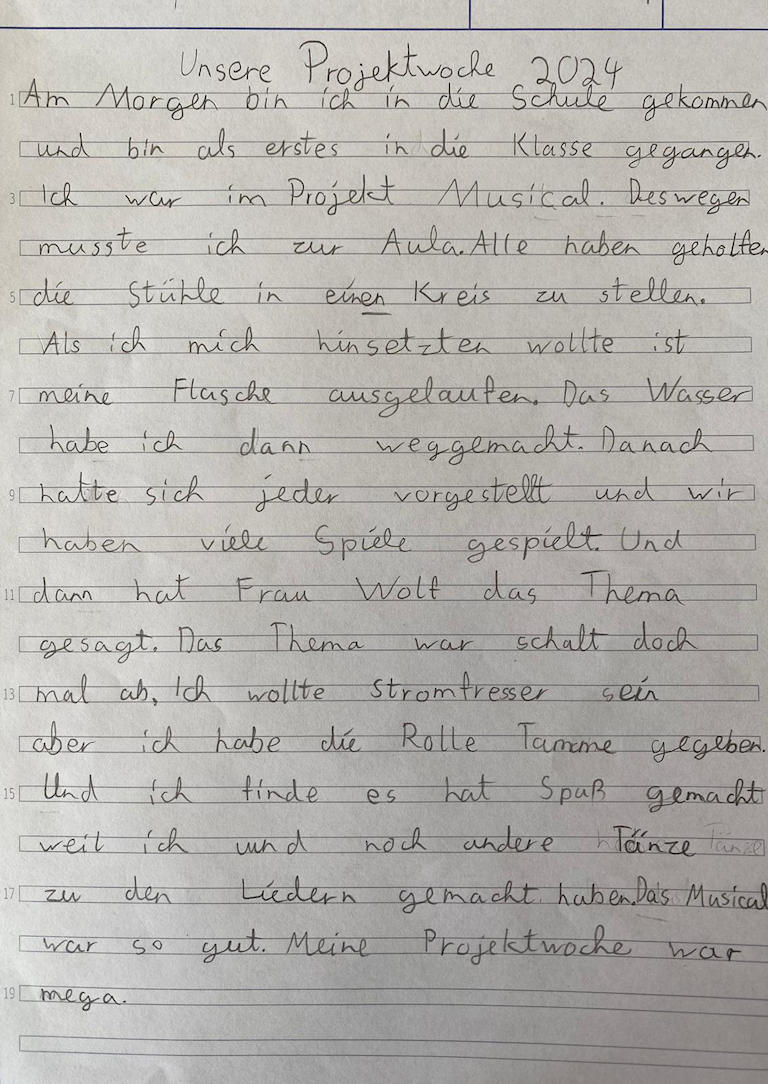 Tagebucheinträge: Projektwoche – Musical