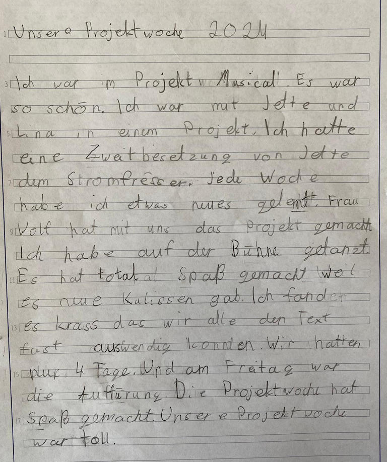 Tagebucheinträge: Projektwoche – Musical