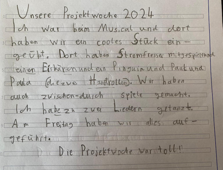 Tagebucheinträge: Projektwoche – Musical